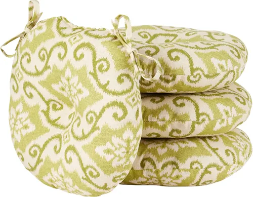 Vista 29 de Greendale Home Fashions Cojín redondo para asiento bistro de 15 pulgadas, 2 unidades (paquete de 1), Adobe Stripe