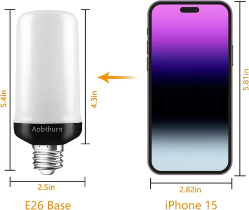 Vista 2 de aobthurn Bombillas de Luz de Llama, Bombilla LED de Efecto de Llama de 4 Modos, Base E26 Bombilla de Luz Parpadeante con Sensor de Gravedad
