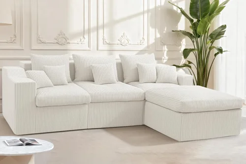 Vista 2 de Homguava - Sillones seccionales modulares para sala de estar, sofá de 101" en forma de nube con chaise en L, cómodo sofá de sala de estar