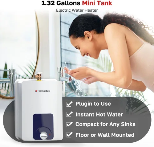 Vista 2 de ThermoMate Calentador de agua eléctrico con certificación UL, ES150B, punto de uso de 1.3 galones, calentador de agua debajo del fregadero, 120 V