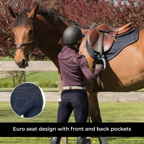 Vista 4 de ELATION EuroSeat - Pantalones de equitación de platino Brooklyn de cintura alta para mujer
