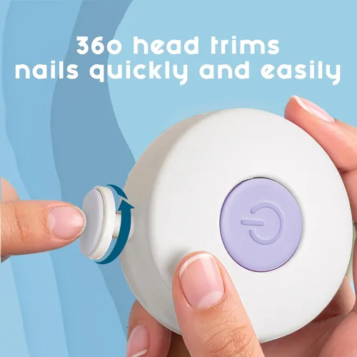 Vista 7 de Elan Baby Cortadora de uñas eléctrica, lima de uñas para bebé, lima de uñas segura y fácil para recién nacidos, bebés y niños pequeños, 6 cabezales