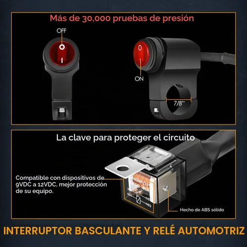 Vista 3 de Arnés de Cableado de 1 Cable, Nirider Interruptor de Manillar de Motocicleta 12V Relé de 40A Fusible Kit de Arnés de Cableado de Nylon para Barras