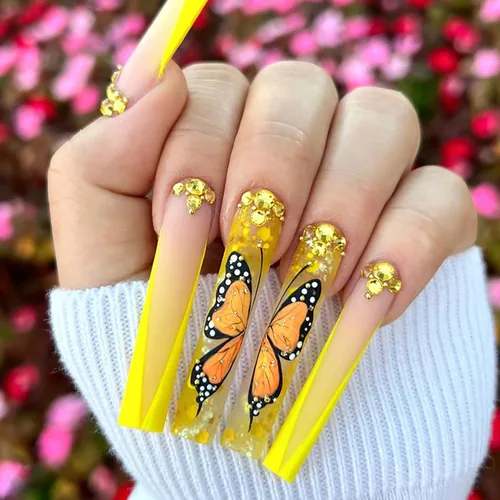 Vista 18 de Uñas postizas de bailarina moradas de larga duración, 24 uñas postizas reutilizables de cobertura completa con pestañas adhesivas, uñas postizas
