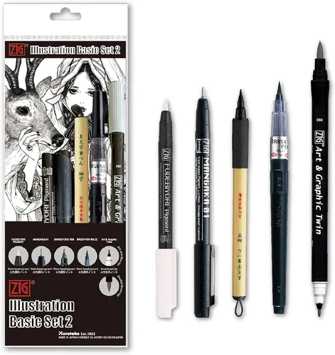 Vista 10 de Kuretake Zig Inktober - Juego de rotuladores para ilustración, dibujo de manga, letras y caligrafía, artista profesional, fabricado en Japón
