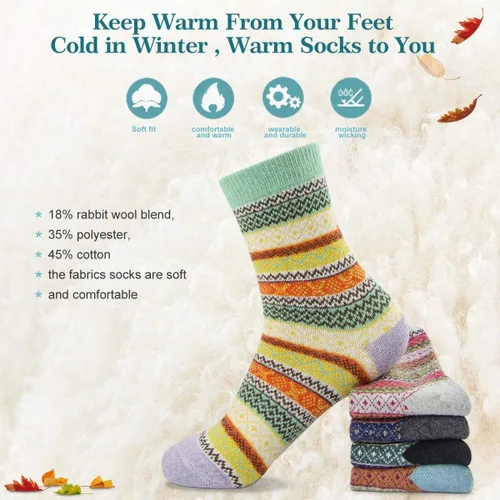 Vista 4 de FYC - Calcetines de invierno, para mujer, cálidos, de lana suave y gruesa, regalo de Navidad, calcetines deportivos acogedores, regalo para mujer