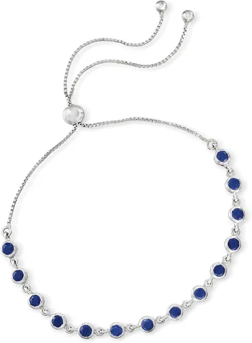 Vista 3 de Ross-Simons Pulsera bolo de zafiro de 2,70 quilates en plata de ley