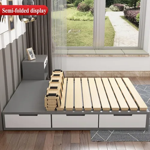 Vista 5 de Tabla de cama plegable, Tatami Bedstead de madera maciza a prueba de humedad, marco de tablón plegable y transpirable (tamaño : 23.6 x 74.8 in)