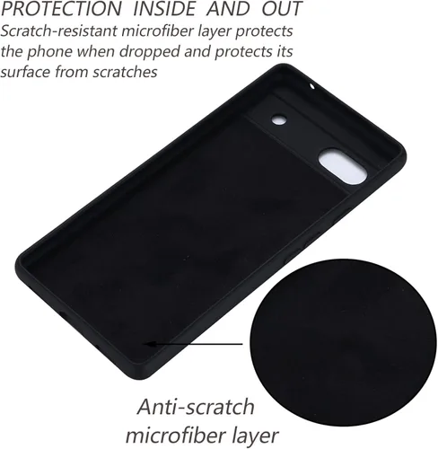 Vista 4 de HXY - Funda diseñada para Google Pixel 6A 5G 2022, funda delgada de silicona líquida a prueba de golpes con correa para la muñeca, funda protectora
