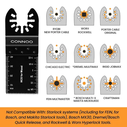 Vista 3 de CONNOO Paquete de 120 hojas de sierra oscilantes, cuchillas oscilantes multiherramienta para madera y plástico, dientes largos japoneses, kits