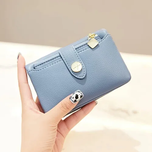 Vista 6 de PofeeXIO Carteras para mujer con funda de tarjeta extraíble, monedero compacto plegable pequeño para mujer, billetera RFID para mujer, billetera
