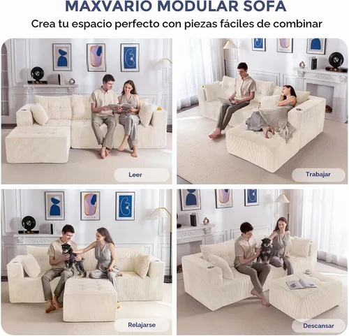 Vista 3 de MAXYOYO Sofá deshuesado, sofá modular en forma de L, sofá de 4 asientos