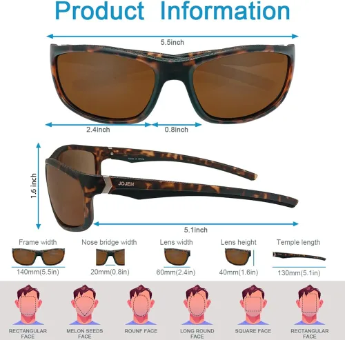 Vista 5 de JOJEN Polarized Sports Sunglasses for Women Men Running Golf Fishing Cycling Driving 100% UV Protection Sun Glasses JE001