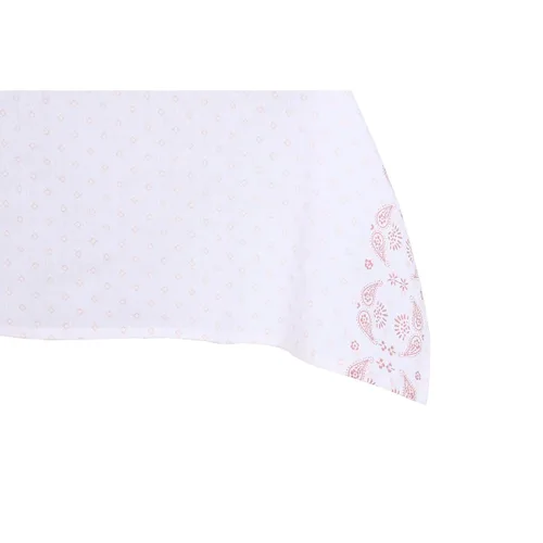 Vista 3 de Mantel y servilletas DKD Home Decor 150 x 150 x 0,5 cm Rosa Blanco (2 Unidades)