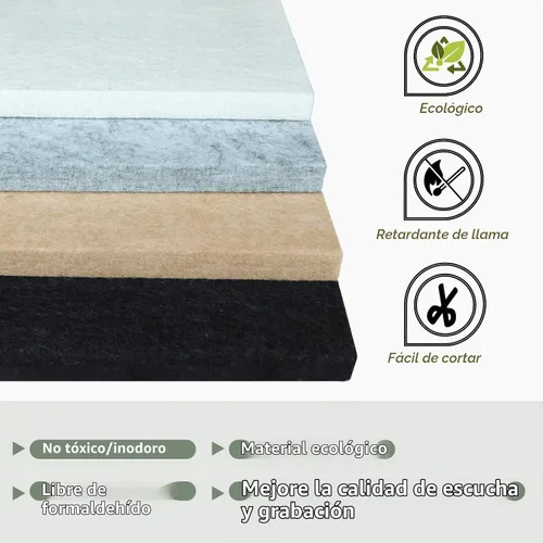 Vista 4 de TroyStudio 20 Paneles Acústicos, 12 x 12 x 0.32 Pulgadas Azulejos de Revestimiento de Pared de Fieltro de Poliéster Paneles Absorbentes de Sonido