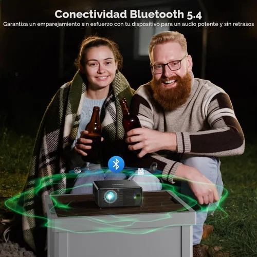 Vista 7 de CiBest Mini proyector con WiFi y Bluetooth, compatible con Netflix/YouTube/PrimeVideo, enfoque eléctrico y Keystone, proyector de video Full HD