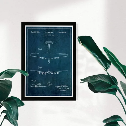 Vista 2 de Arte de pared enmarcado con diseño de cueva de aviones y hombre volador, impresión fotográfica 'Airplanes 1942', decoración del hogar para hombres