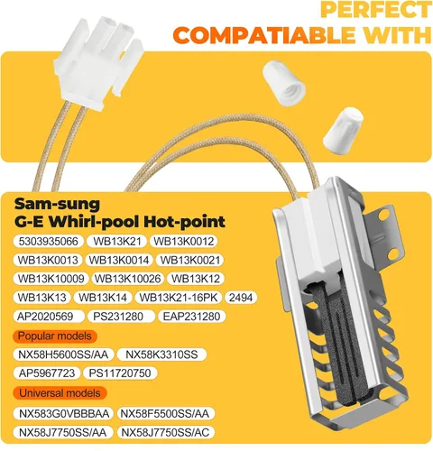 Vista 5 de WB13K21 5303935066 Encendedor de horno de gas apto para cocina de gas Sam-sung GE Kenmore Hotpoint reemplaza IG9998 Norton-501a WB2X9998 WB13K0012