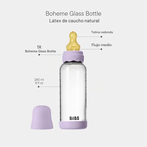 Vista 2 de BIBS - Biberón de cristal bohemio, 8.1 fl oz, paquete de 1, color cielo violeta Violeta (Violet sky)