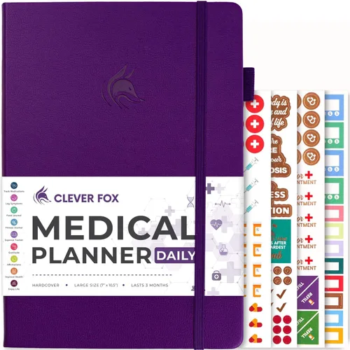 Vista 7 de Clever Fox Planificador médico diario: cuaderno de diario de salud, diario de bienestar y cuaderno de registro de autocuidado, dura 3 meses, 7 x