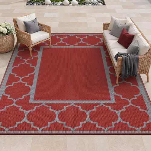 Vista 21 de GENIMO - Alfombra para exteriores de 8 x 10 pies, para patio, espacios amplios, impermeable, de pajillas de plástico, alfombra reversible