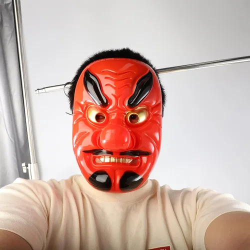Vista 7 de Máscaras de Halloween, máscaras japonesas de Tengu, disfraz de festival de Halloween, máscaras horribles, disfraces de cosplay, accesorios de fiesta