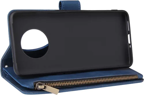 Vista 6 de Asuwish Funda tipo cartera compatible con OnePlus 7T, protector de pantalla de vidrio templado y funda de piel con tapa para teléfono celular