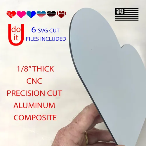 Vista 2 de Paquete Heart SVG con corazón de aluminio personalizable en blanco con archivo incluido, fabricado en los Estados Unidos para bricolaje, artesanos