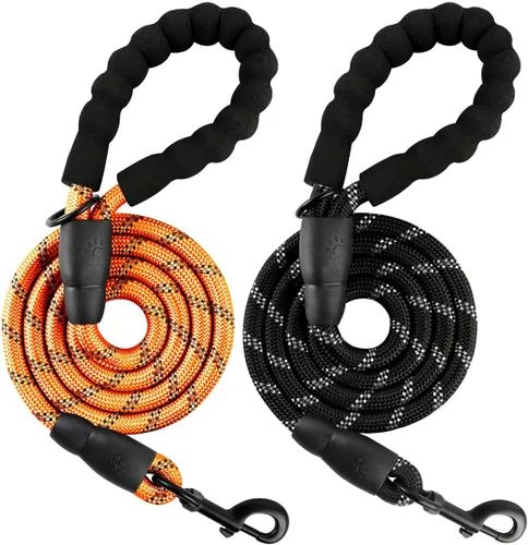 Vista 20 de BARKBAY - Correas para perros grandes, resistentes, de 4/5/6 pies, con cómoda asa acolchada y hilos altamente reflectantes para perros medianos