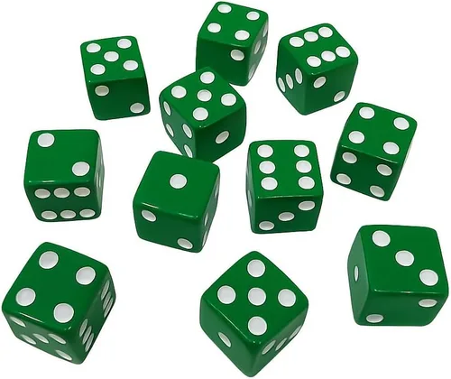 Vista 8 de 10 dados de juego de 0.630 in (negro con puntas rojas)