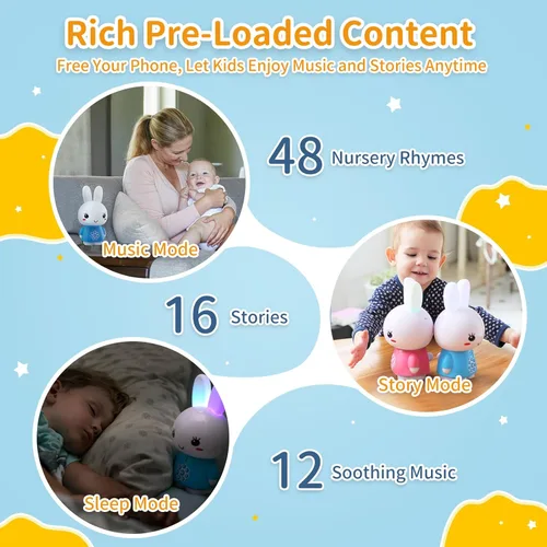 Vista 2 de alilo Honey Bunny - Reproductor de audio de historias musicales para niños pequeños de 1 a 5 años, regalos de Pascua para bebés y niñas, precargado