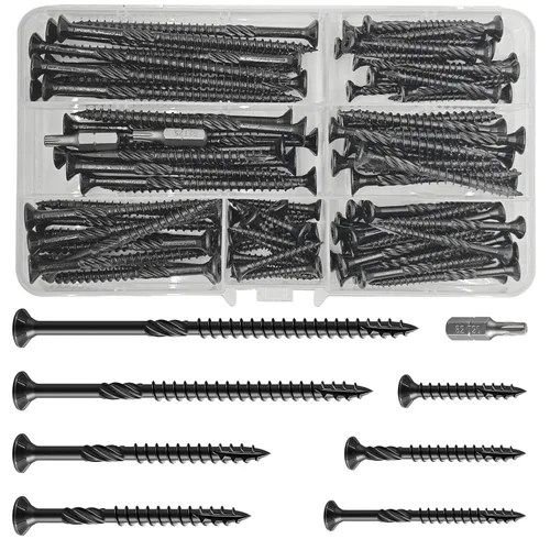 Vista 44 de Wensilon 5/16 * 3" Tornillos negros para cubierta, (piezas) 2 libras. Tornillos de madera para exterior, resistentes a la oxidación