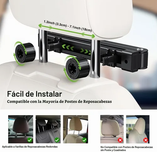Vista 4 de elitehood Soporte compacto para tableta para reposacabezas de coche