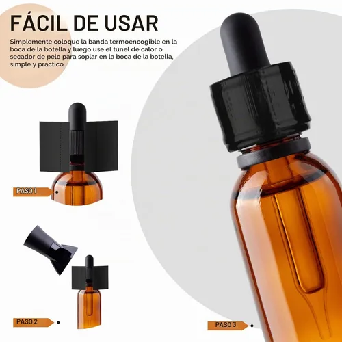 Vista 3 de Outus 500 piezas de envoltura retráctil perforada para botellas, sellos termorretráctiles para botellas (negro)