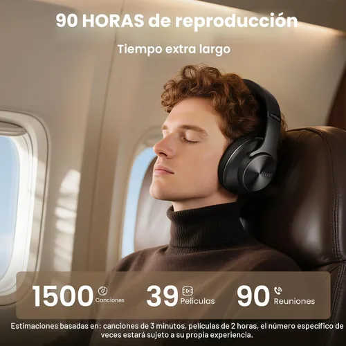 Vista 2 de DOQAUS Auriculares Bluetooth sobre la oreja, control de aplicaciones Negro