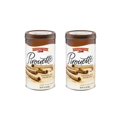 Vista 12 de Pepperidge Farm Pirouette Galletas, Obleas rellenas con créme de chocolate y turrón, 13.5 onzas en lata
