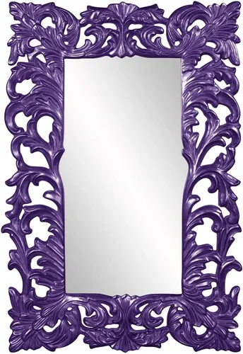 Vista 9 de Howard Elliott Chateau Rectangular Hanging Wall Mirror, Scroll Work Frame, Black, 31.5 x 42 Inch