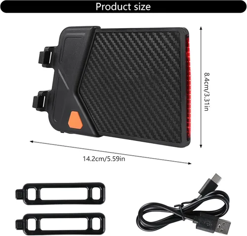 Vista 3 de Bike License Plate Light Bicycles Tail Lights Outdoor Cycling Warning Taillight with Fast Charging Easy to Use