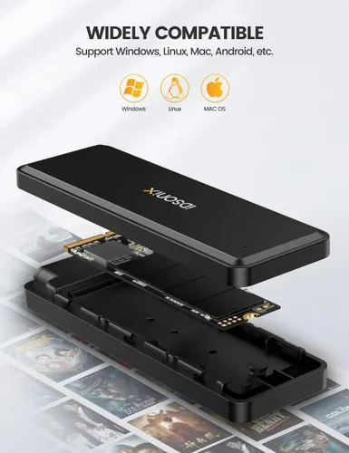 Vista 5 de iDsonix - Carcasa para disco duro M.2 SATA USB C 3.1 Ultra Speed Externo HDD Caddy sin herramientas para UASP, SATA HDD/SSD adecuado para routers