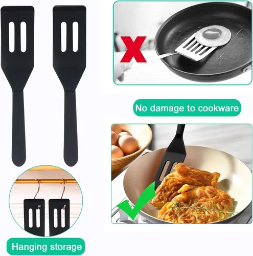 Vista 6 de Paquete de 2 espátulas pequeñas de silicona, mini espátula resistente al