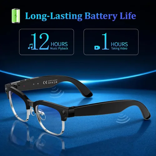 Vista 11 de Gafas Inteligentes AI con Cámara de 8MP, Video 4K y Foto HD, Audio Bluetooth, Asistente de Voz AI, Traducción en Tiempo Real, Reconocimiento