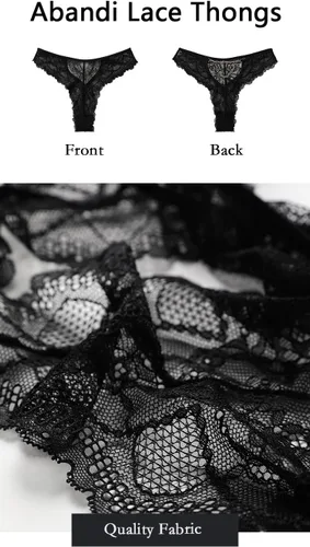 Vista 5 de Tangas de encaje sexy para mujer, en forma de V, ropa interior sin costuras, con hueco, transparente, paquete de 3