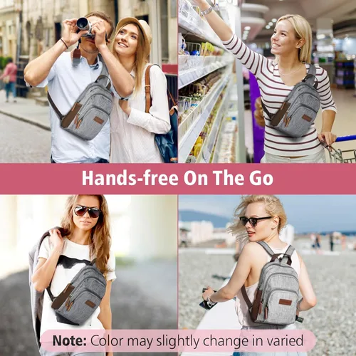 Vista 6 de PACKISM Mochila pequeña para mujer, bolsa convertible con múltiples compartimentos, correas ajustables, mini mochila