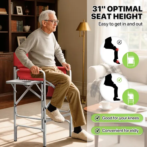 Vista 10 de Magshion Silla alta de director para personas mayores y maquilladores, altura del asiento de 31 pulgadas, capacidad de 250 libras, silla plegable