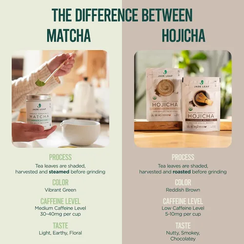 Vista 5 de Jade Leaf Matcha Hojicha en polvo orgánico, té verde matcha tostado en polvo, edición barista, auténtico japonés, 454 porciones