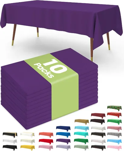 Vista 39 de Pureegg Juego de 10 manteles de plástico desechables, 54 x 108 pulgadas, para fiestas de cumpleaños, picnic, manteles blancos, rectangulares