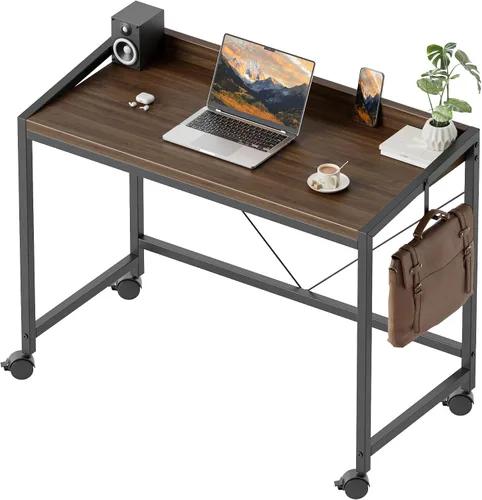 Vista 36 de Mericonia Escritorio de computador, escritorio de juegos para espacios pequeños, mesa moderna de estilo simple para oficina en casa, mesa de estudio