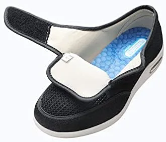 Vista 7 de youyun Zapatos para diabéticos para hombres mayores, anchos para hombres, zapatos para caminar, zapatos de cierre ajustable, transpirables, ligeros