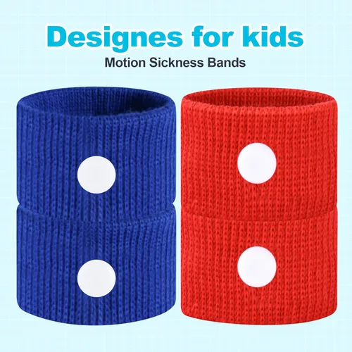 Vista 2 de Bandas contra el mareo por movimiento para niños, pulseras para alivio del mareo de viaje, bandas antináuseas para mareo matutino en automóvil y mar