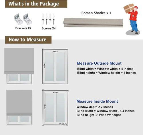 Vista 7 de Grneric - Persianas romanas blackout para ventanas y puertas con filtro de luz, 10% lino, personalizadas